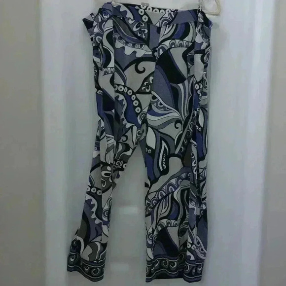Chico's Travelers Wave Blue Border Print Crop / Size 4 - US Size 20/22 - Picture 2 of 11